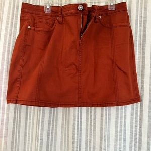 Orange denim skirt